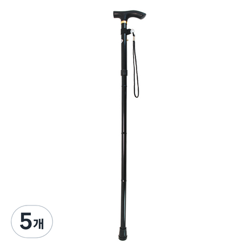 접이식 4단 효도 일자 휴대용 지팡이, 블랙, 5개