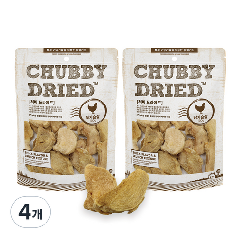 처비드라이드 진공 동결건조 간식, 닭가슴살, 100g, 4개