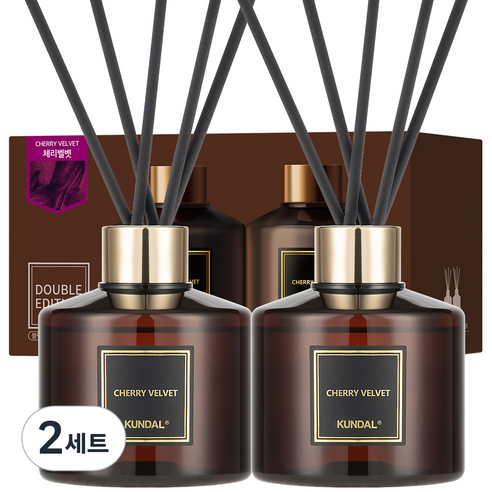 쿤달 퍼퓸 디퓨저, 체리벨벳향, 400ml, 2세트