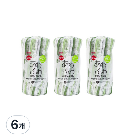아이센 신축 소프트 버블타올 BT-625, 그린, 6개, 1개입