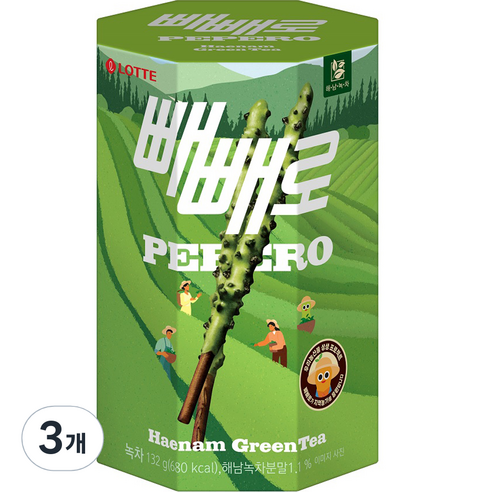 빼빼로 녹차 4p, 132g, 3개