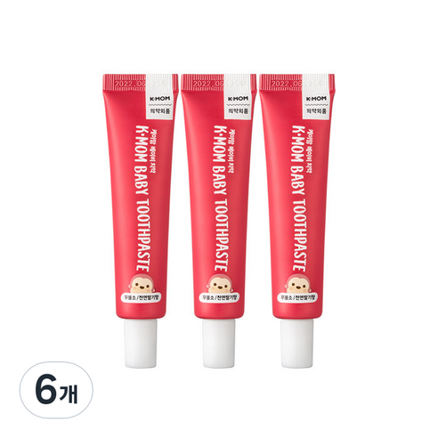 케이맘 베이비 앤 키즈 처음 치약 무불소, 30g, 6개