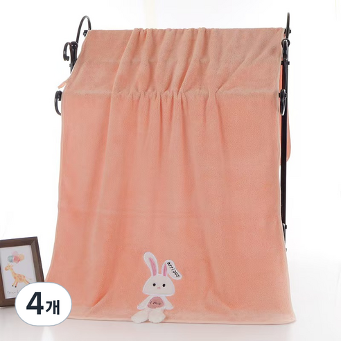 원이네 사랑스러운 토끼 바스타월 300g, 핑크, 4개