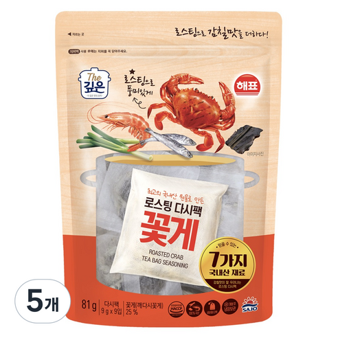 해표 로스팅 다시팩 꽃게 9p, 5개, 81g