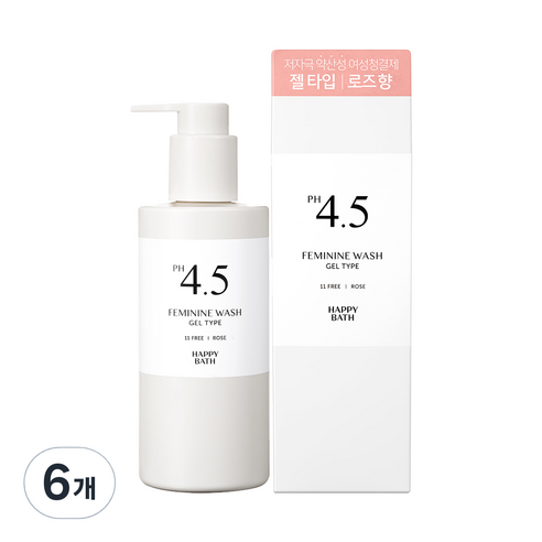 해피바스 PH4.5 약산성 여성청결제 로즈향, 6개, 250g