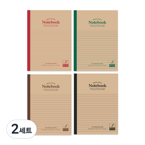 미소로 4000 뜯어쓰는 라인노트 4종 세트 2347, 레드, 그린, 브라운, 블랙, 2세트