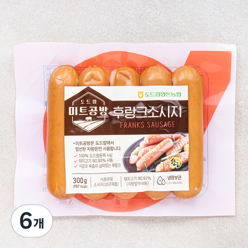 농협식품 도드람 미트공방 후랑크 소세지, 300g, 6개