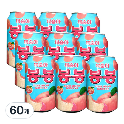 해태htb 복숭아 봉봉 음료, 340ml, 60개