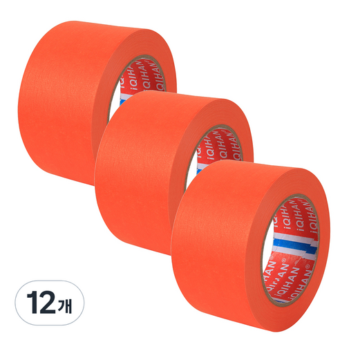 iQIHAN 다다 칼라 마스킹 테이프 40mm x 20m, 주황, 12개