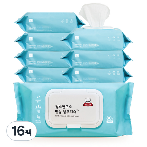 청소연구소 만능 행주티슈, 80개입, 16개