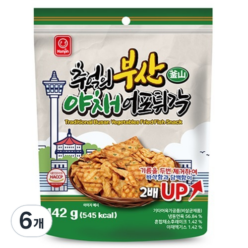 한진식품 추억의 부산 야채어포튀각, 142g, 6개