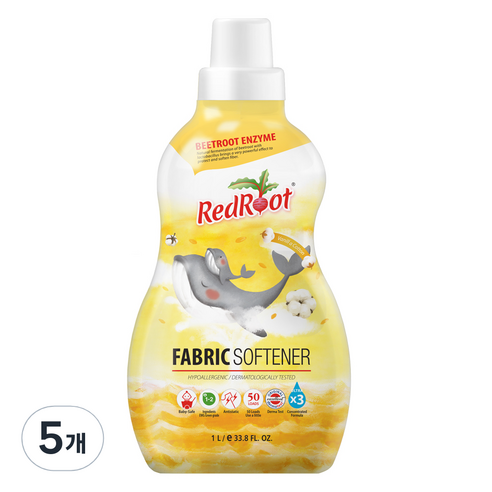 레드루트 유아 섬유유연제 바닐라코튼향, 5개, 1L