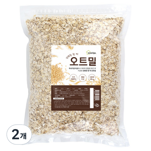 우리가스토리 압착 귀리 오트밀, 1.5kg, 2개