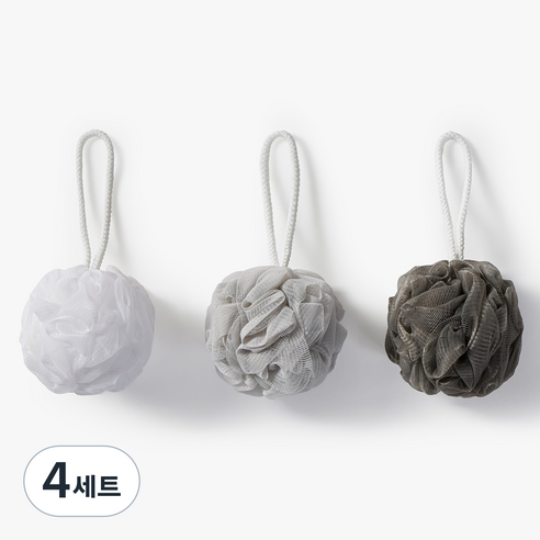 JAJU(자주) 미니 샤워볼 3종 세트, 그레이, 4세트