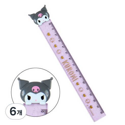 아오이마켓 산리오 쿠로미 마스코트 슬림 자 15cm, 혼합색상, 6개