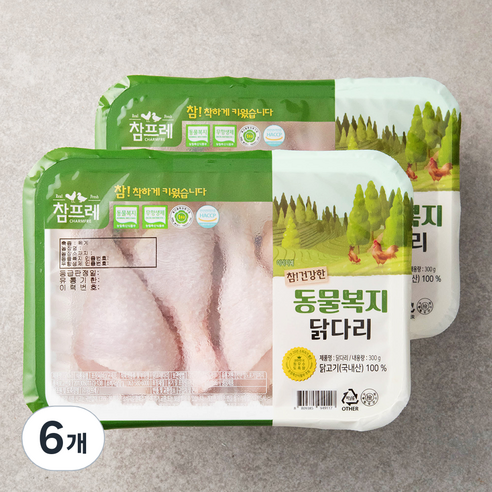 참프레 동물복지 인증 닭다리 북채 (냉장), 300g, 6개
