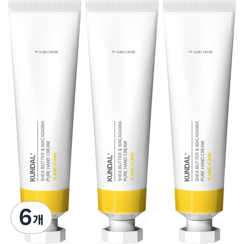 쿤달 시어버터 앤 마카다미아 퓨어 핸드크림 일랑일랑, 50ml, 6개