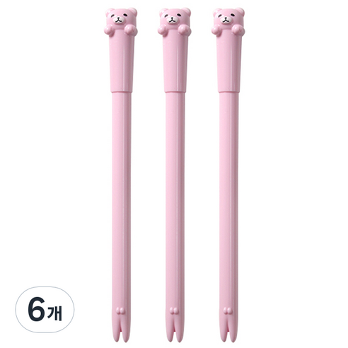 큐티베어 젤펜 0.5mm, 퍼플, 6개