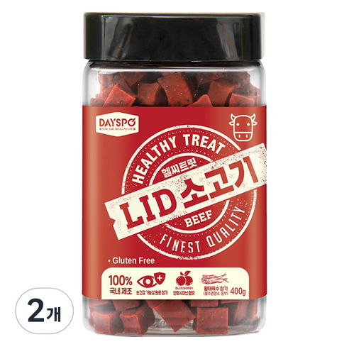 데이스포 강아지 헬시 트릿 LID 져키 간식, 소고기, 400g, 2개