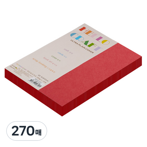 종이문화 친환경색지 레인보우카드 No.29 레드, A5, 270매