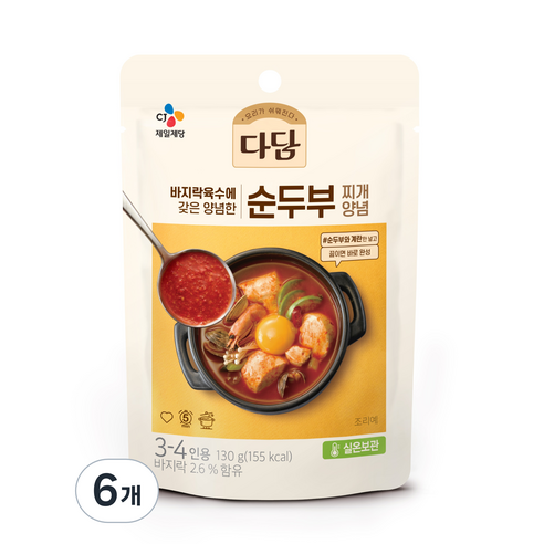 다담 순두부찌개 양념, 130g, 6개