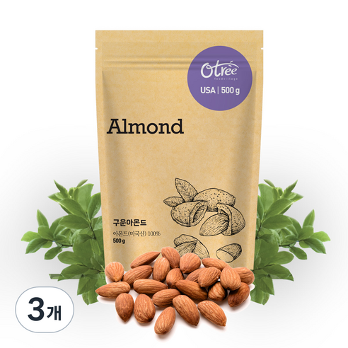 오트리 구운 아몬드, 500g, 3개