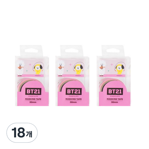 라인프렌즈 BT21 마스킹테이프 30mm, 핑크, 18개