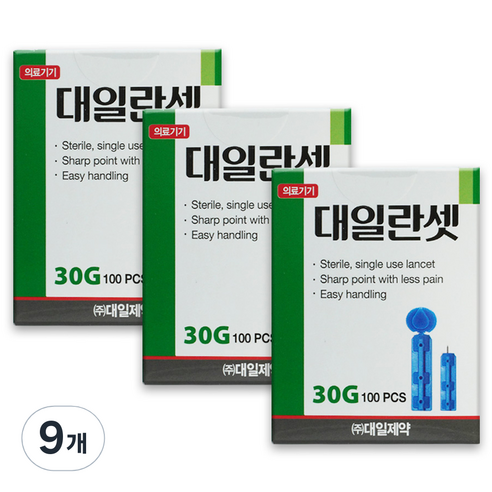 대일제약 란셋 일회용 수동 채혈침 30G, 9개, 100개입