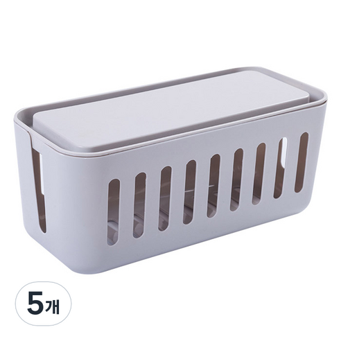 마켓플랜 비비드 휴대폰 거치 멀티탭 정리함, 그레이, 5개