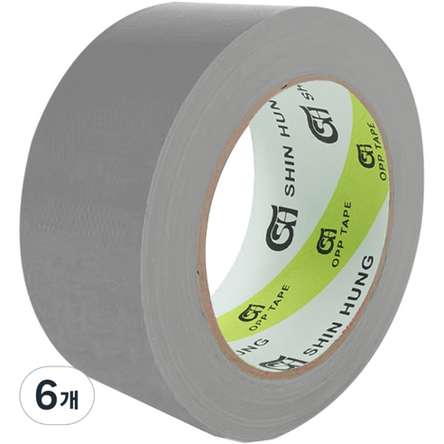 신흥테이프 대용량 면테이프 은색 48mm x 25m, 6개
