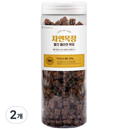 자연목장 강아지 쫄깃 콜라겐 육포, 2개, 황태, 500g