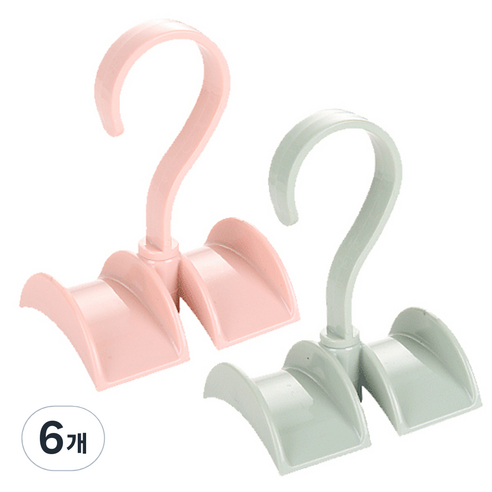 리버그린 회전식 다용도 가방정리걸이, 그린 + 핑크, 6개