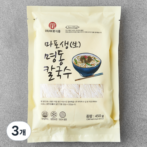 마포식품 마포 생 명동 칼국수, 450g, 3개