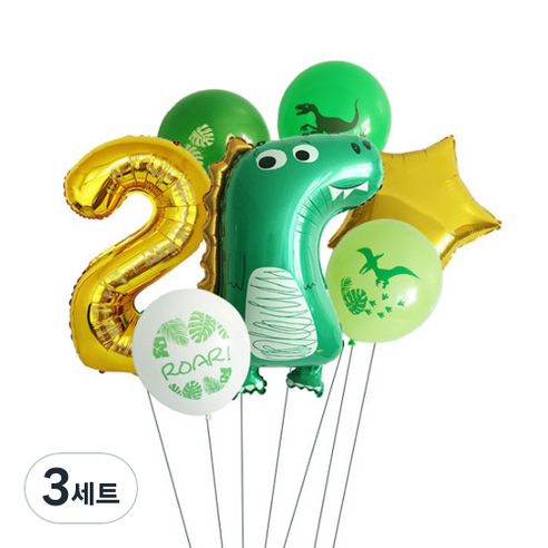 이모쿠비 생일파티 숫자풍선세트, 공룡 2, 3세트