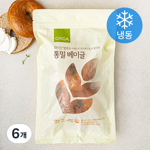 ORGA 통밀 베이글 4입 (냉동), 400g, 6개