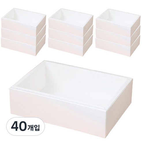 이홈베이킹 슬리브 화이트박스 직사각, 화이트, 40개입