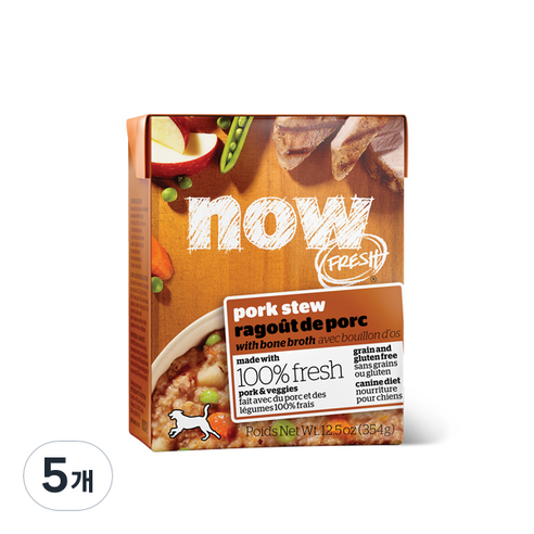 나우 프레쉬 테트라 스튜 강아지 주식 파우치, 돼지, 354g, 5개
