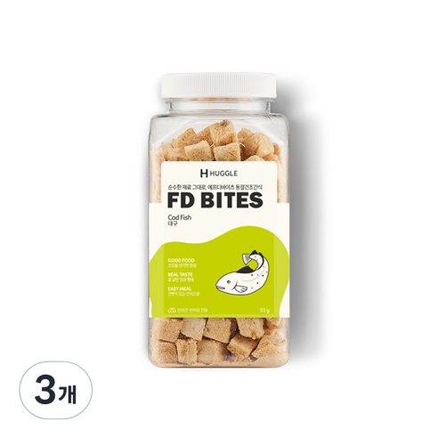 허글 에프디바이츠 반려견 반려묘 동결건조간식, 대구, 55g, 3개