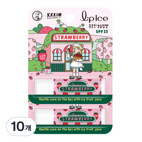 멘소래담 KKKIM 립아이스 립밤 3.5g, 스트로베리, 10개