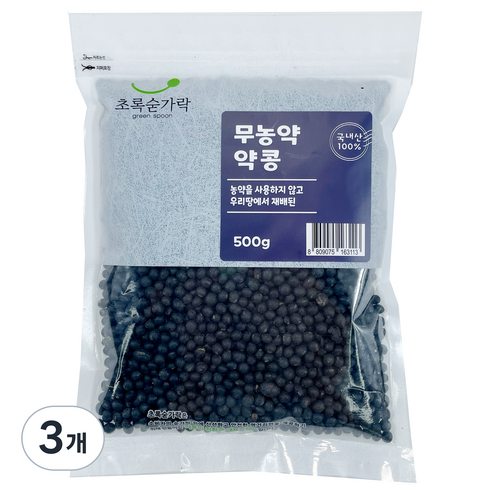초록숟가락 무농약 약콩, 500g, 3개