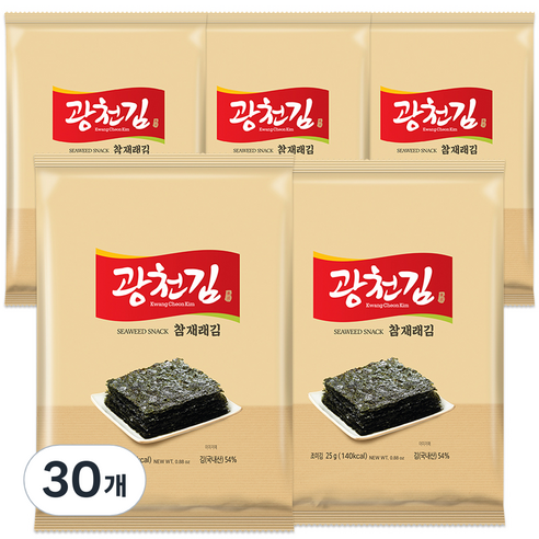 광천김 참 재래 전장김, 25g, 30개