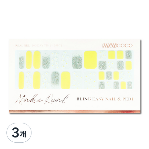 바바코코 젤네일 스티커 34p, 3개, 데이지 데이지