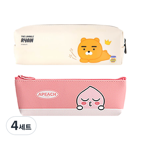 카카오프렌즈 모던 st 미니 삼각 필통 + 사각필통, 필통(핑크 어피치), 사각필통(라이언), 4세트