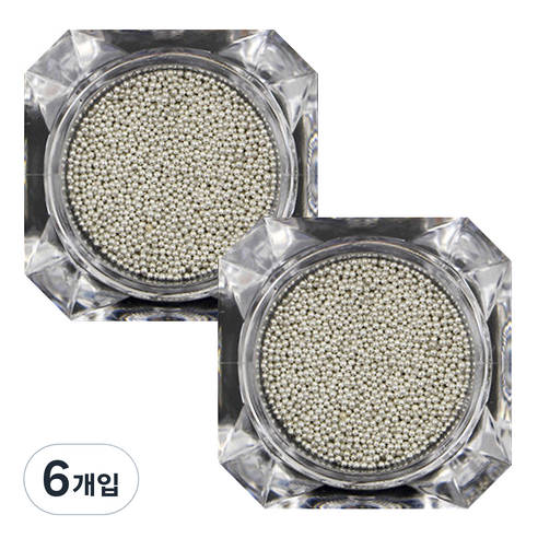 이코디 구슬 네일글리터, 실버, 6개