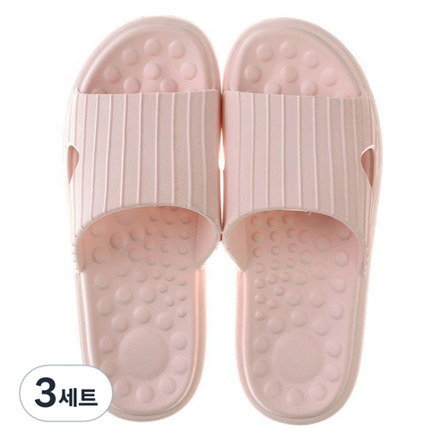 언헤브 부드러운 경량 지압 슬리퍼 230, 02 핑크, 3세트