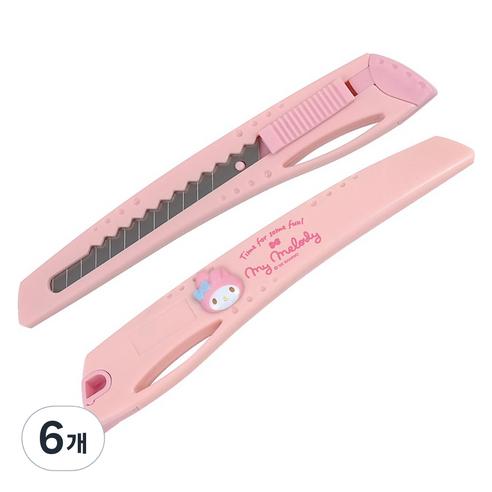 바이하츠 마이멜로디 컷터칼 소, 6개, 연핑크