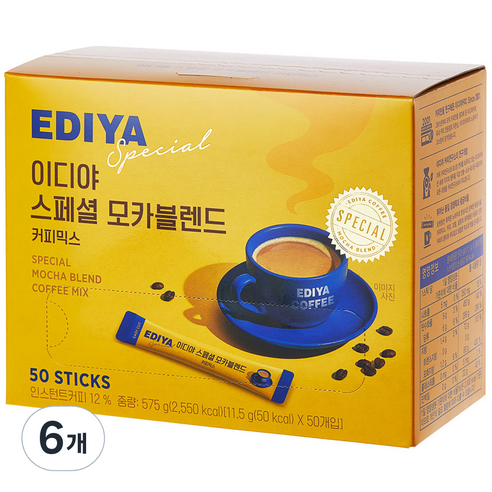 이디야 스페셜모카블렌드 커피믹스, 11.5g, 50개입, 6개
