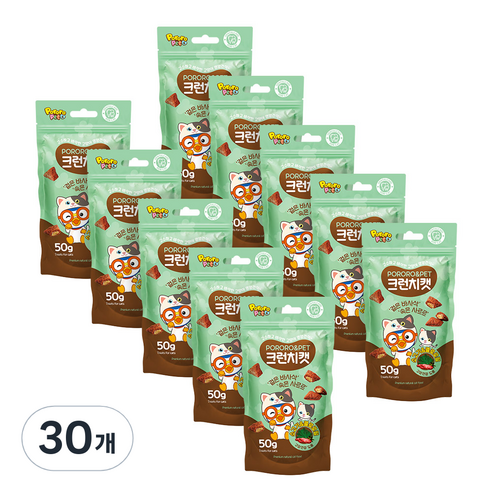 뽀로로펫 크런치캣 고양이간식 소 50g, 소고기 + 클로로필, 30개