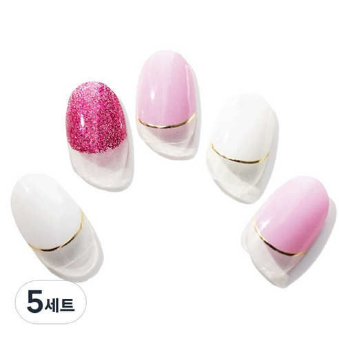 엔젤리 프리미엄 젤 네일 아트 스티커 세트, 5세트, 앤틱 핑크 앤 퍼플