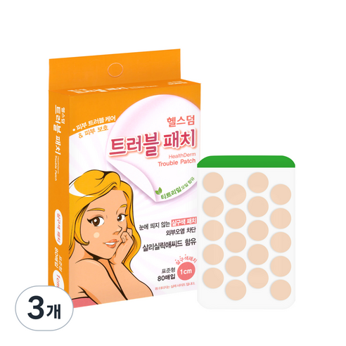 헬스덤 티트리 트러블 패치 살구색, 80개입, 3개